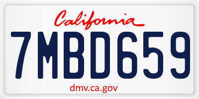 CA license plate 7MBD659
