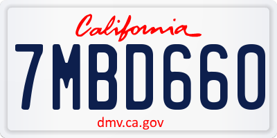 CA license plate 7MBD660