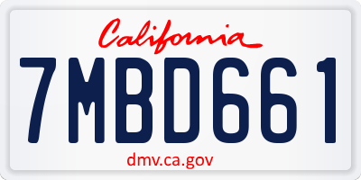 CA license plate 7MBD661
