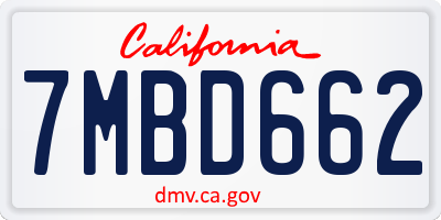 CA license plate 7MBD662