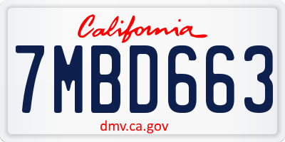 CA license plate 7MBD663