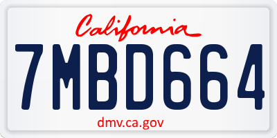 CA license plate 7MBD664