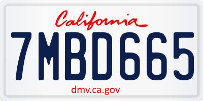 CA license plate 7MBD665