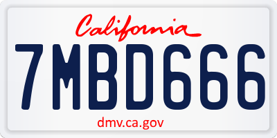 CA license plate 7MBD666