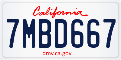 CA license plate 7MBD667