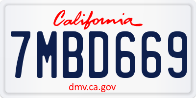 CA license plate 7MBD669