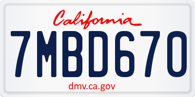 CA license plate 7MBD670