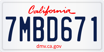 CA license plate 7MBD671
