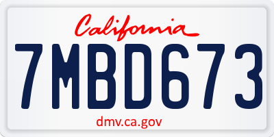 CA license plate 7MBD673
