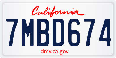 CA license plate 7MBD674