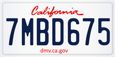 CA license plate 7MBD675