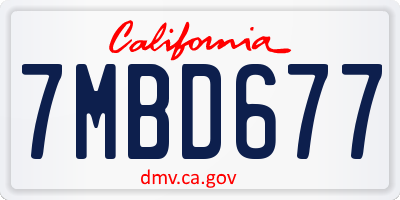 CA license plate 7MBD677