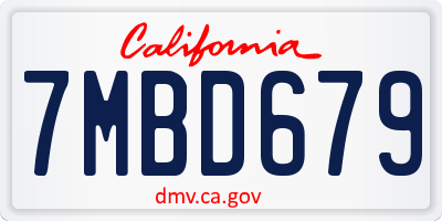 CA license plate 7MBD679