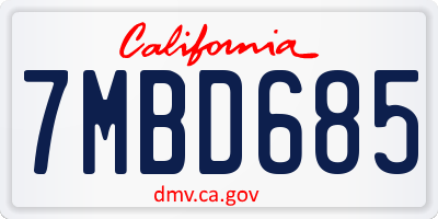 CA license plate 7MBD685