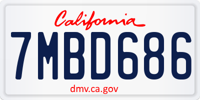 CA license plate 7MBD686