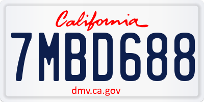 CA license plate 7MBD688