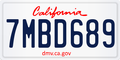 CA license plate 7MBD689