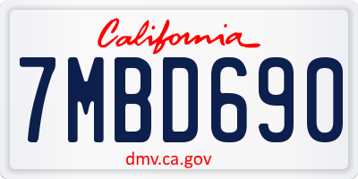 CA license plate 7MBD690