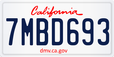 CA license plate 7MBD693