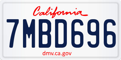 CA license plate 7MBD696