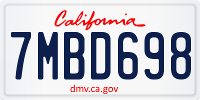 CA license plate 7MBD698