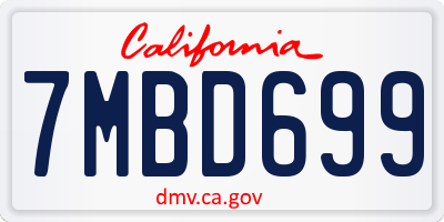 CA license plate 7MBD699