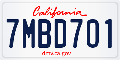 CA license plate 7MBD701