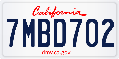 CA license plate 7MBD702