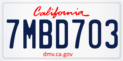 CA license plate 7MBD703