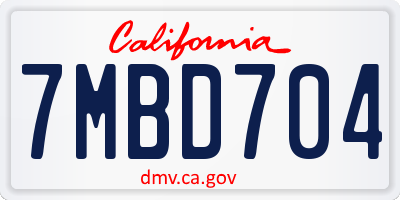 CA license plate 7MBD704