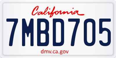 CA license plate 7MBD705