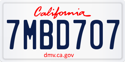 CA license plate 7MBD707