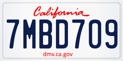 CA license plate 7MBD709