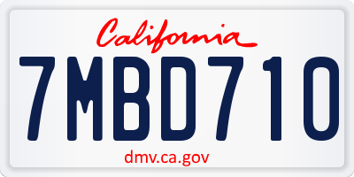 CA license plate 7MBD710