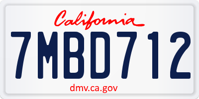 CA license plate 7MBD712