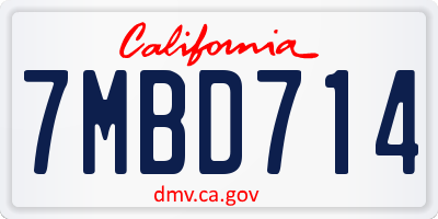 CA license plate 7MBD714