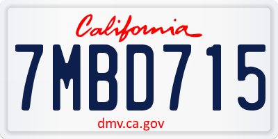 CA license plate 7MBD715