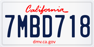 CA license plate 7MBD718