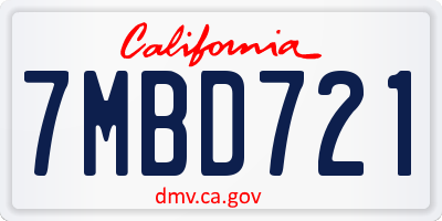 CA license plate 7MBD721