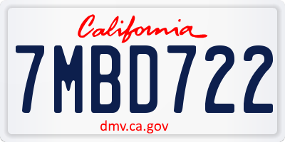 CA license plate 7MBD722