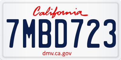 CA license plate 7MBD723