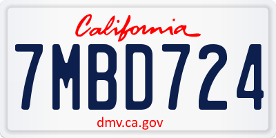 CA license plate 7MBD724