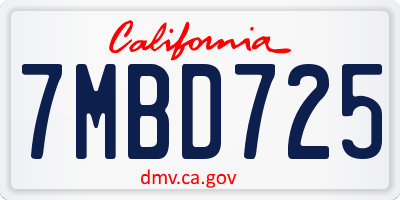 CA license plate 7MBD725