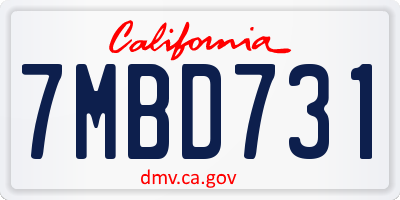 CA license plate 7MBD731