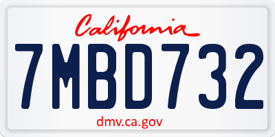 CA license plate 7MBD732