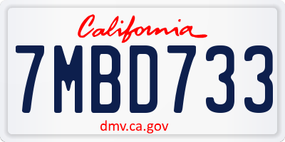 CA license plate 7MBD733