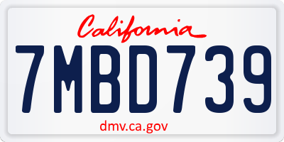 CA license plate 7MBD739