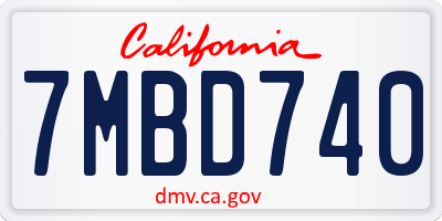 CA license plate 7MBD740