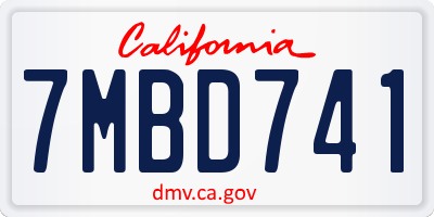 CA license plate 7MBD741