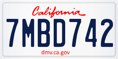 CA license plate 7MBD742